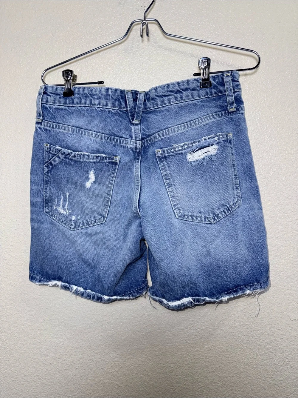 Free People We The Free Distressed Denim Bermuda Shorts Cut Off Jorts Grunge 26⁠